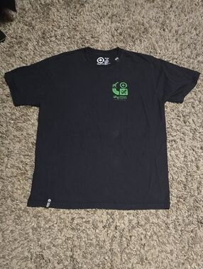 Black LRG Short-Sleeve Crewneck Tee with Green Chest Graphic